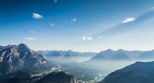 Mountain range with clear blue sky